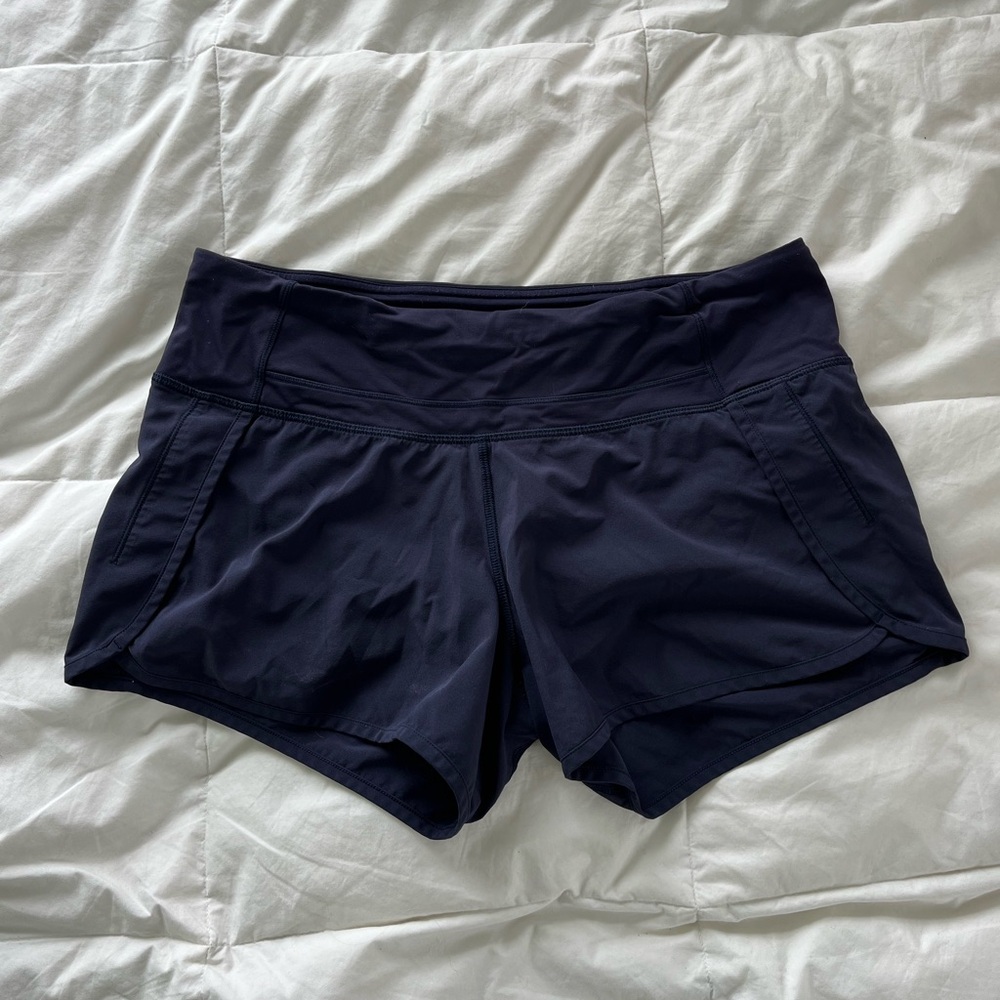 Lulu Speed Up Low-Rise Lined Short 2.5" Navy